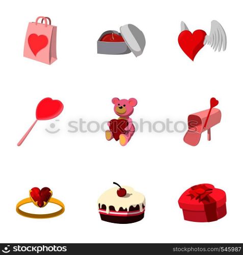 Valentines day february 14 icons set. Cartoon illustration of 9 Valentines day february 14 vector icons for web. Valentines day february 14 icons set