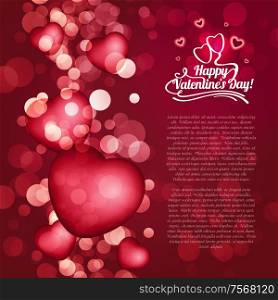 Valentines day festive background with heart pattern. Vector illustration. Card, wallpapers, flyer, invitation, poster, brochure, banner