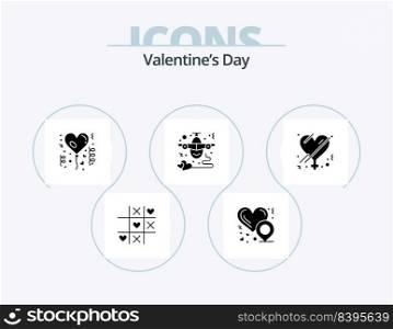 Valentines Day Glyph Icon Pack 5 Icon Design. gender. love. balloon. heart. flight