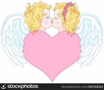 Valentines Day greeting angels in love