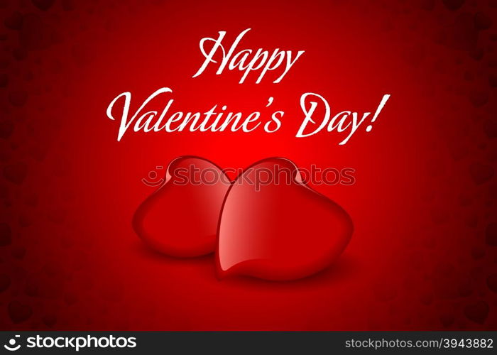 Valentines Day Greeting Card with Hearts, Holiday Illustration