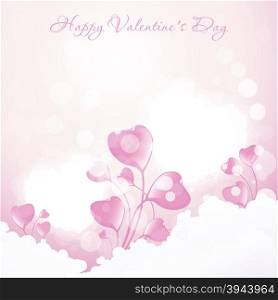 Valentines Day Greeting Card with Hearts, Holiday Illustration