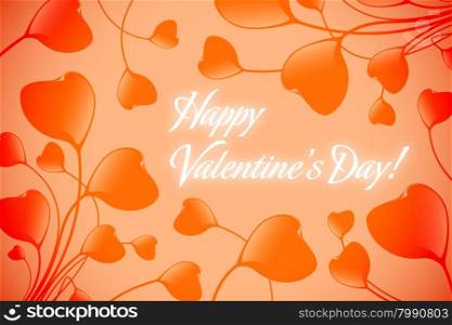 Valentines Day Greeting Card with Hearts in Red Color. Valentines Day Greeting Card