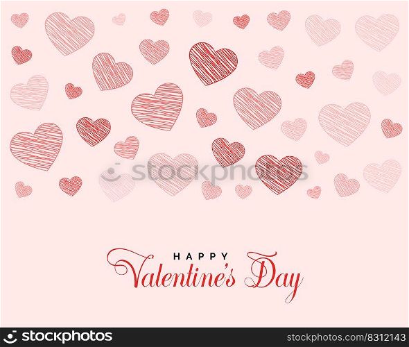 valentines day greeting design with doodle hearts
