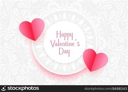 valentines day greeting with paper style hearts background