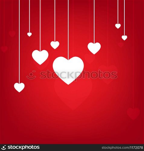 Valentines Day Heart Flowers on Red Background