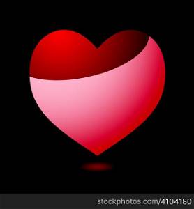 valentines day heart with black background and light reflection