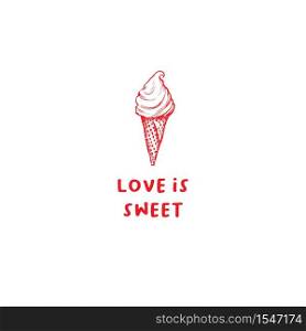 Valentines Day ice Cream Greeting Card or Poster with Sketch. Laser Cutting File Isolated on White Background. Vector Engraved with Lettering Wishes Love You. Valentines Day Ice Cream Greeting Card or Poster with Sketch. Laser Cutting File Isolated on White Background.