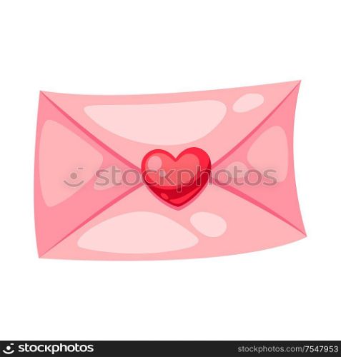 Valentines Day letter with heart. Illustrations in cartoon style.. Valentines Day letter with heart.