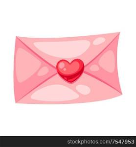 Valentines Day letter with heart. Illustrations in cartoon style.. Valentines Day letter with heart.