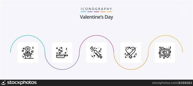 Valentines Day Line 5 Icon Pack Including frame. love. drug. gender. medicine