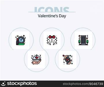 Valentines Day Line Filled Icon Pack 5 Icon Design. nature. wedding. couch. ring. heart