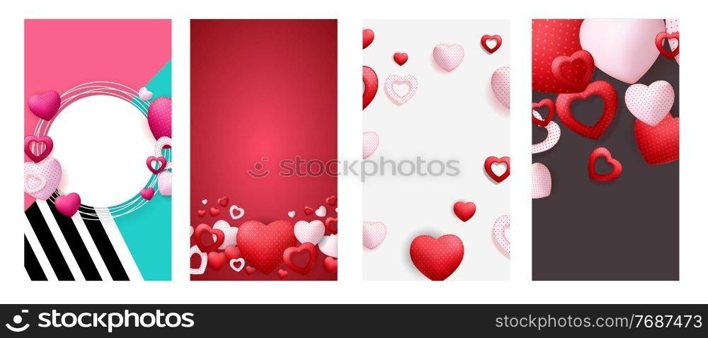 Valentines Day Love Background for Stories Post Set. Vector Illustration EPS10. Valentines Day Love Background for Stories Post Set. Vector Illustration
