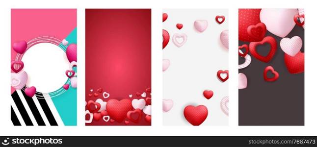 Valentines Day Love Background for Stories Post Set. Vector Illustration EPS10. Valentines Day Love Background for Stories Post Set. Vector Illustration
