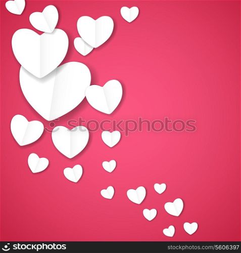 Valentines day paper heart backgroung, vector illustration.