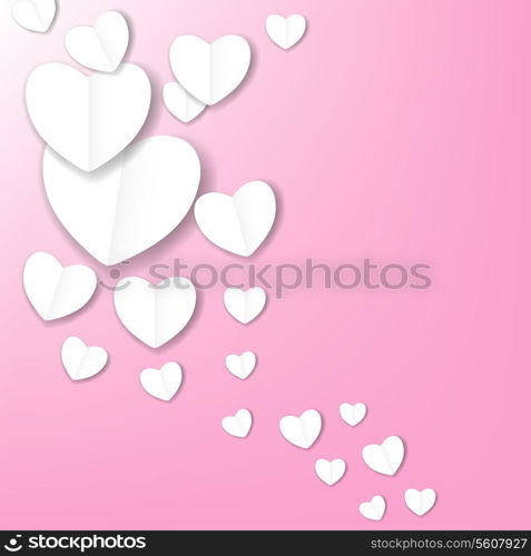 Valentines day paper heart backgroung, vector illustration