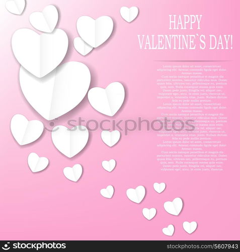 Valentines day paper heart backgroung, vector illustration