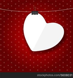 Valentines day paper heart backgroung, vector illustration