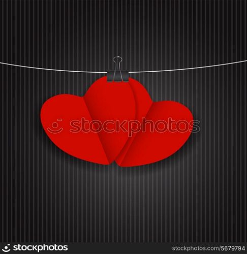 Valentines Day Paper Heart Backgroung, Vector Illustration.