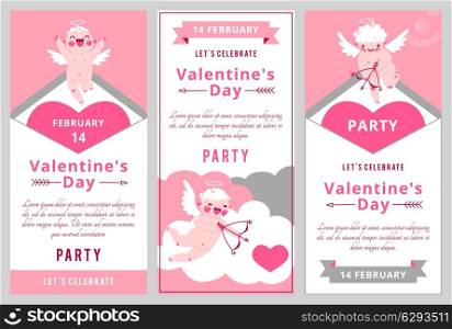 Valentines Day Party Design Templates. Vector Illustration.