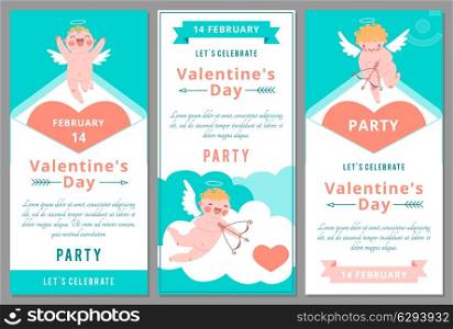 Valentines Day Party Design Templates. Vector Illustration.