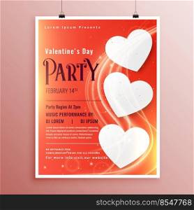 valentines day party event flyer with light glowing wave