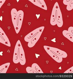 Valentines Day pattern with vibrant expressive funky hearts. Groovy cute love hearts. Valentines Day pattern with vibrant expressive funky hearts.