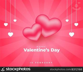 valentines day pink background with 3d hearts design