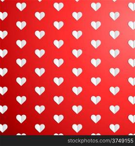 Valentines Day polka dot pattern with cut paper hearts