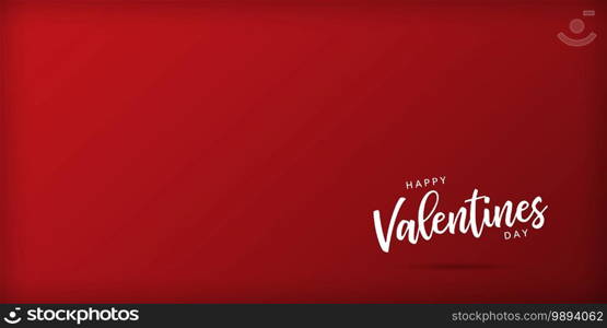 Valentines Day. Red background. Empty modern red background with white text Happy Valentines Day. Vector illustration