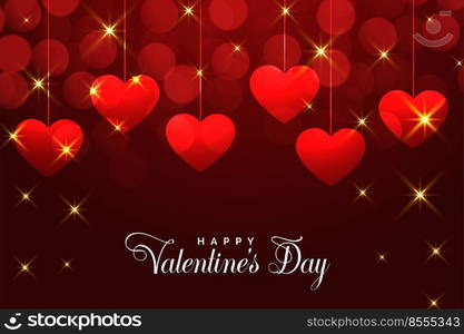 valentines day red card with falling sparkles
