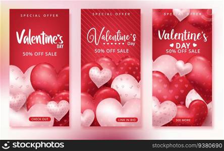 Valentines day sale background with Heart Shaped Balloons. Vector illustration