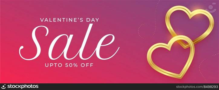 valentines day sale banner with two hearts rings
