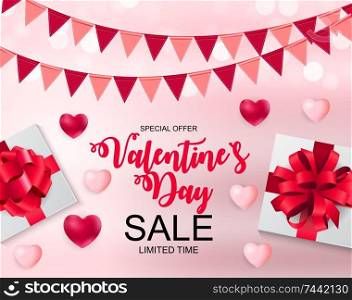 Valentines Day Sale, Discount Card. Vector Illustration. Valentines Day Sale, Discount Card.