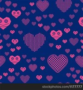 Valentines Day seamless pattern with gaming hearts sprayed for background, card or wrapping paper