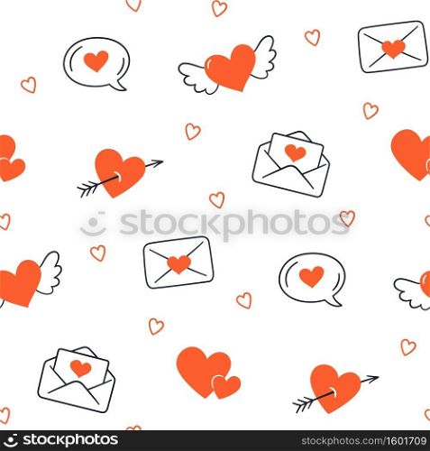 Valentines Day. Seamless pattern with hearts. Vector illustration on white background. Valentines Day. Seamless pattern with hearts. Vector illustration