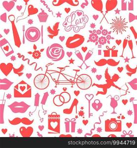 Valentines day seamless pattern with love symbols.. Valentines day seamless pattern