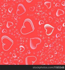 Valentines Day seamless pattern with pink hearts sprayed for background, card or wrapping paper