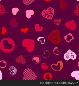 Valentines Day seamless pattern with red hearts sprayed for background, card or wrapping paper