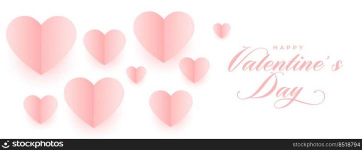 valentines day soft paper hearts web banner design
