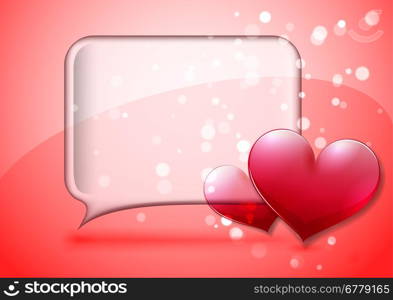 Valentines Day speech bubble card with hearts