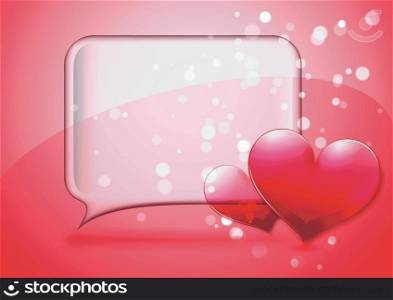 Valentines Day speech bubble card with hearts