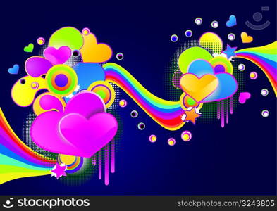 Valentines Day splash collage, abstract vector illustration