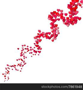 Valentines Day swirl of random scattered hearts