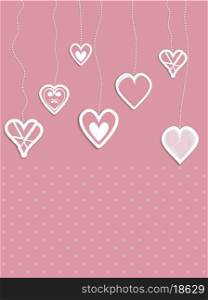 Valentines Day themed background of hanging hearts