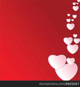 Valentines day vector paper with red background. Heart design and cloud vector illustration