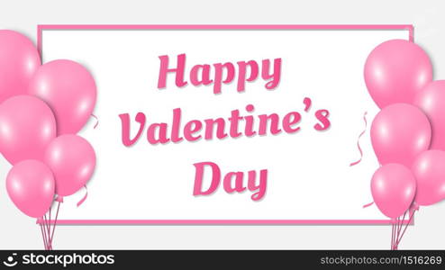 Valentines day web banner with pink ballon,Vector illustration,banner about valentine&rsquo;s day