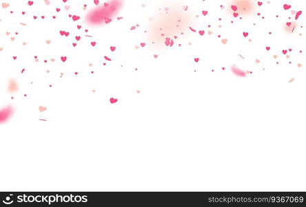 Valentines day with Heart confetti falling on white background. Vector illustration