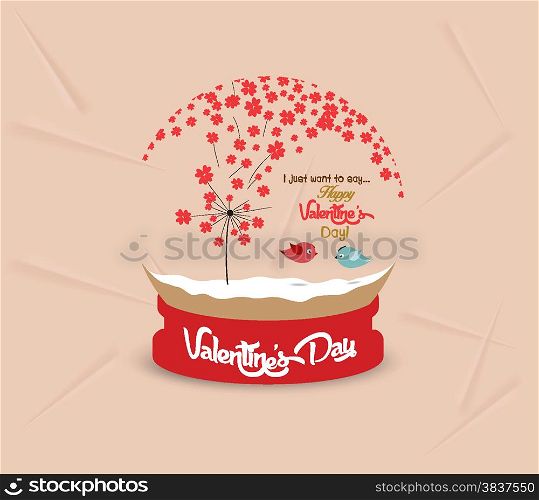valentines day with romantic dandelion heart globe card