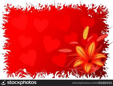 Valentines grunge background with hearts, vector